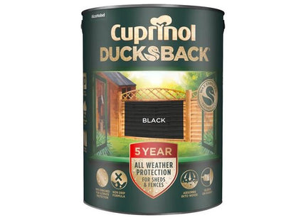 Cuprinol Ducksback 5 Year Waterproof for Sheds & Fences Black 5 litre Cuprinol - RockBottom Northampton