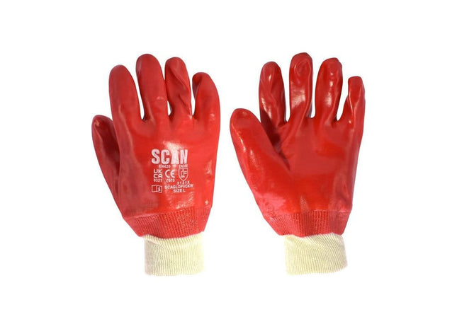 Scan PVC Knitwrist Gloves - L (Size 9) Scan - RockBottom Nothampton