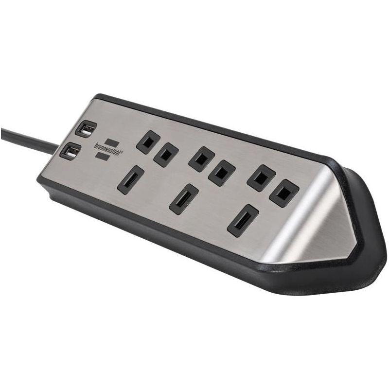 Brennenstuhl estilo Corner Extension Lead 240V 3-Gang 13A Black 2m Brennenstuhl - RockBottom Northampton