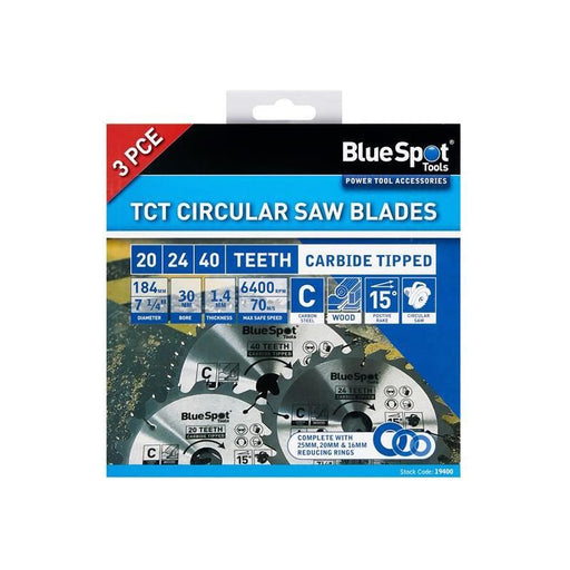 Bluespot Tools 184mm Circular Saw Blade Set, 3 Piece BlueSpot Tools - RockBottom Northampton