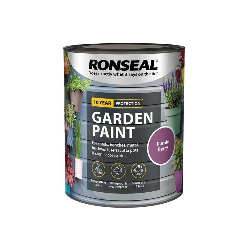 Ronseal Garden Paint Purple Berry 750ml Ronseal - RockBottom Nothampton