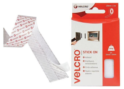 Velcro® Brand VELCRO® Brand Stick On Tape 20mm x 1m White VELCRO® Brand - RockBottom Northampton