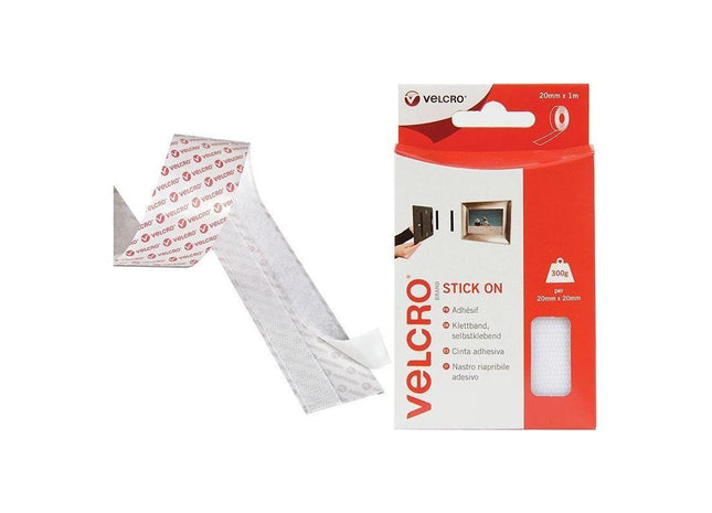 Velcro® Brand VELCRO® Brand Stick On Tape 20mm x 1m White VELCRO® Brand - RockBottom Northampton