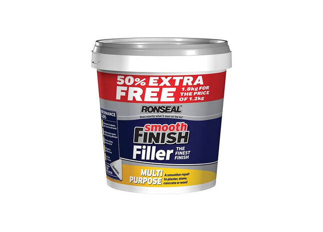 Ronseal Smooth Finish Multipurpose Wall Filler Ready Mixed 1.2kg +50% Ronseal - RockBottom Nothampton