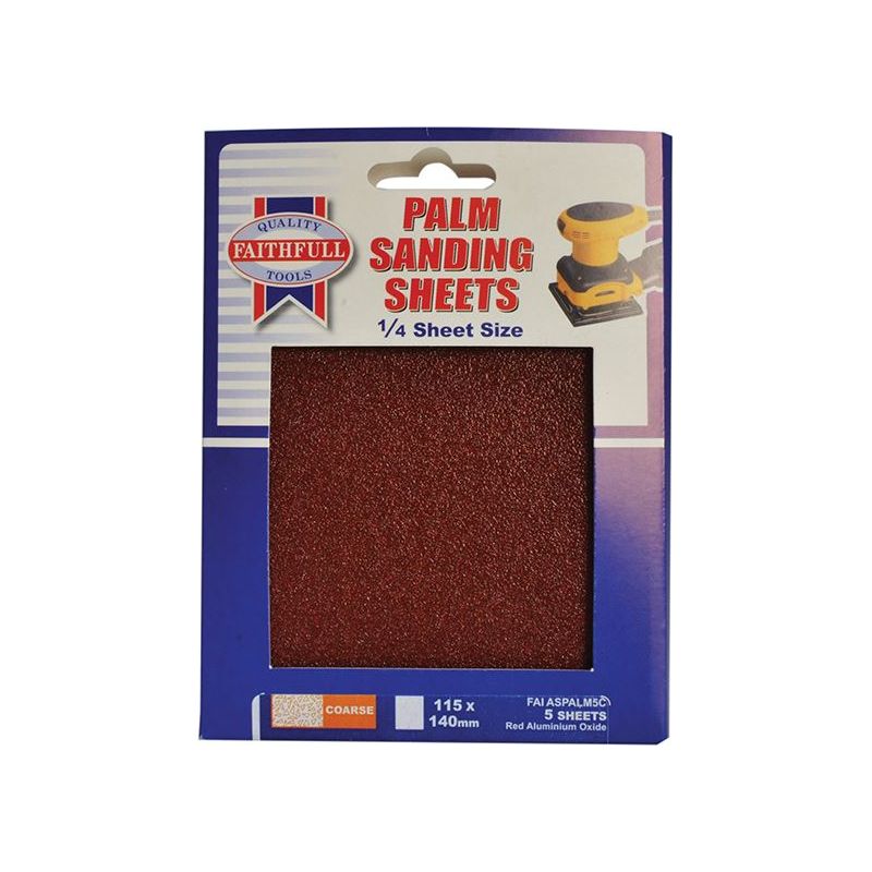 Faithfull 1/4 Sheet Palm Sander Sheets Coarse (Pack 5) Faithfull - RockBottom Northampton