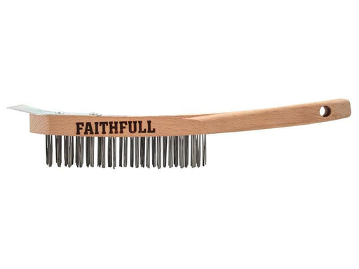 Faithfull Lightweight Scratch Brush with Scraper, Four Row Faithfull - RockBottom Northampton