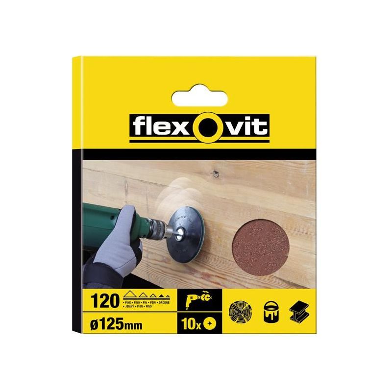 Flexovit Drill Mountable Disc 125mm Coarse 50G (Pack 10) Flexovit - RockBottom Northampton