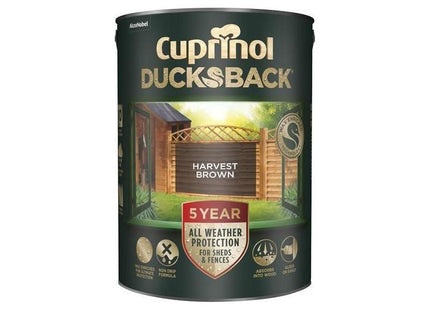 Cuprinol Ducksback 5 Year Waterproof for Sheds & Fences Harvest Brown 5 litre Cuprinol - RockBottom Northampton