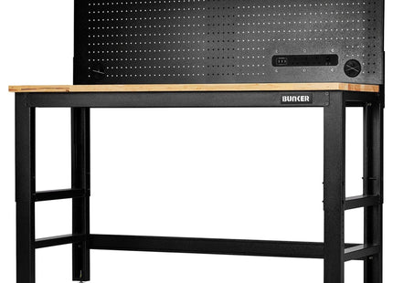 Draper Bunker Workbench with Hardwood Worktop and Power Pegboard, 1550mm Draper - Town Tools