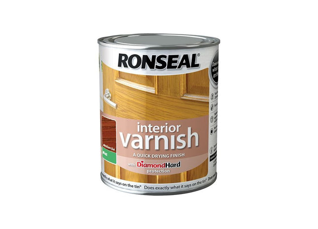 Ronseal Interior Varnish Quick Dry Matt Medium Oak 750ml Ronseal - RockBottom Nothampton