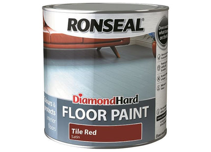 Ronseal Diamond Hard Floor Paint Satin Tile Red 2.5 litre Ronseal - RockBottom Nothampton