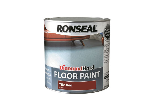 Ronseal Diamond Hard Floor Paint Satin Tile Red 2.5 litre Ronseal - RockBottom Nothampton