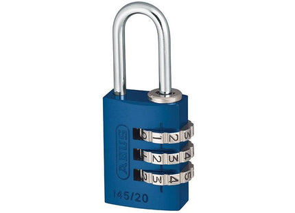 Abus Mechanical 145/20 20mm Aluminium Combination Padlock Blue 46568 ABUS Mechanical - RockBottom Northampton 