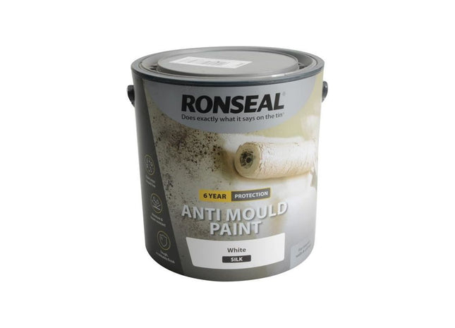 Ronseal 6 Year Anti Mould Paint White Silk 2.5 litre Ronseal - RockBottom Nothampton