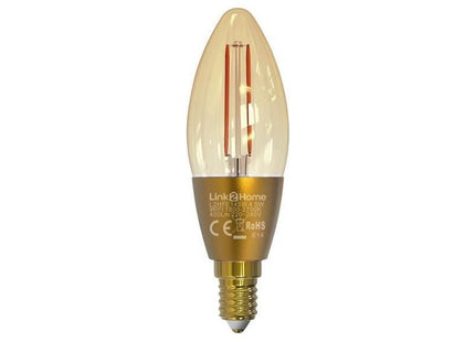 Link2Home Wi-Fi LED SES (E14) Candle Filament Dimmable Bulb, White 400 lm 4.5W Link2Home - RockBottom Northampton