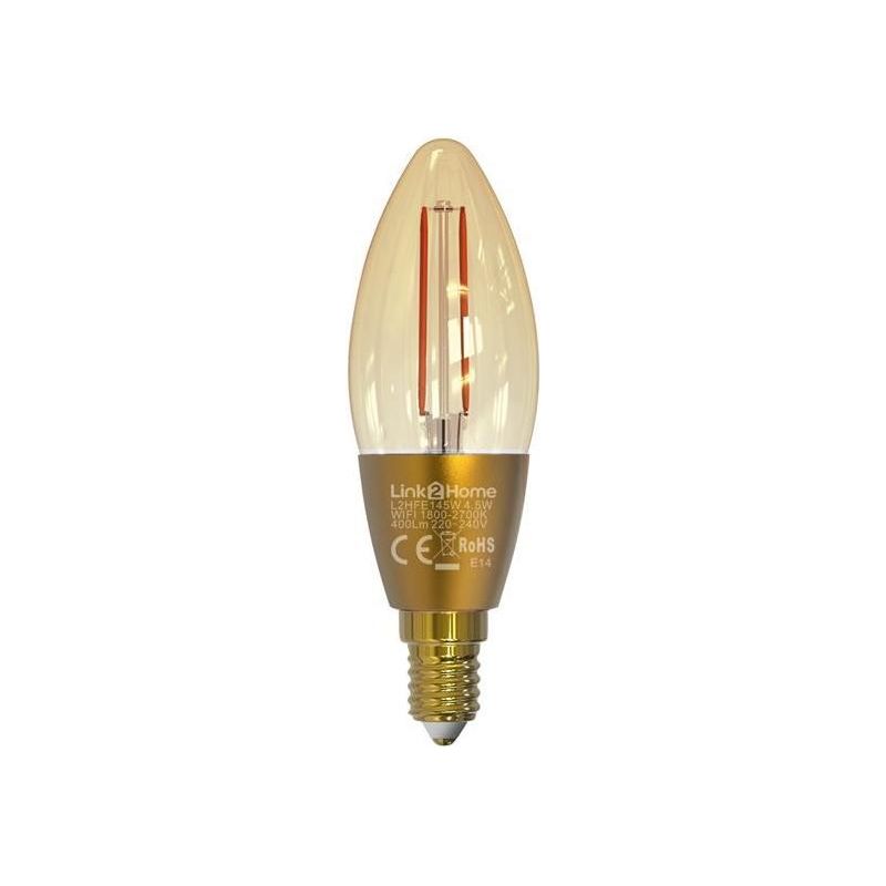 Link2Home Wi-Fi LED SES (E14) Candle Filament Dimmable Bulb, White 400 lm 4.5W Link2Home - RockBottom Northampton