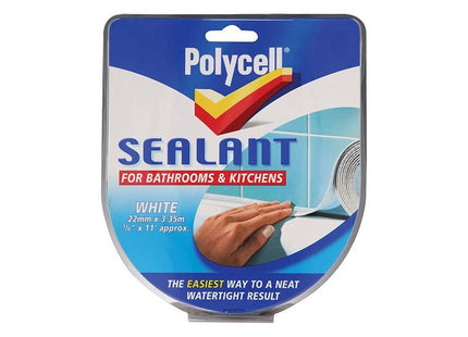 Polycell Sealant Strip Kitchen / Bathroom White 22mm Polycell - RockBottom Nothampton