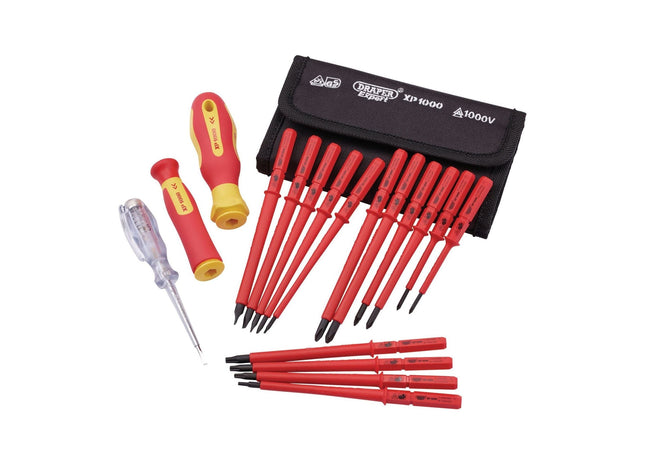 Draper XP1000 VDE Interchangeable Blade Screwdriver Set (18 Piece) 05776 Draper - Town Tools 