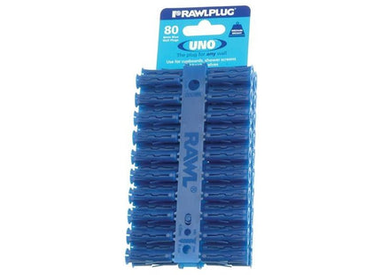 Rawlplug Blue UNO® Plugs 8 x 32mm (Card 80) Rawlplug - RockBottom Nothampton