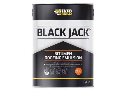 Everbuild Sika Black Jack® 906 Bitumen Roofing Emulsion 5 litre Everbuild Sika - RockBottom Northamptin
