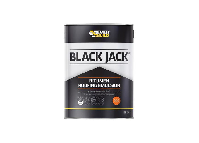 Everbuild Sika Black Jack® 906 Bitumen Roofing Emulsion 5 litre Everbuild Sika - RockBottom Northamptin