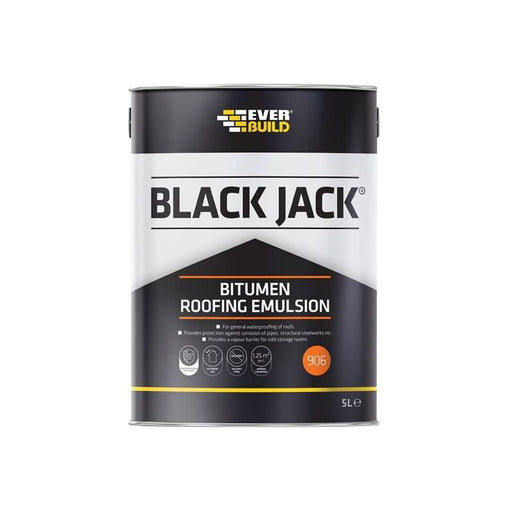 Everbuild Sika Black Jack® 906 Bitumen Roofing Emulsion 5 litre Everbuild Sika - RockBottom Northamptin