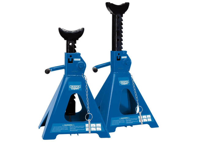 Draper Pair of Pneumatic Rise Ratcheting Axle Stands, 5 Tonne 01814 Draper - Town Tools 