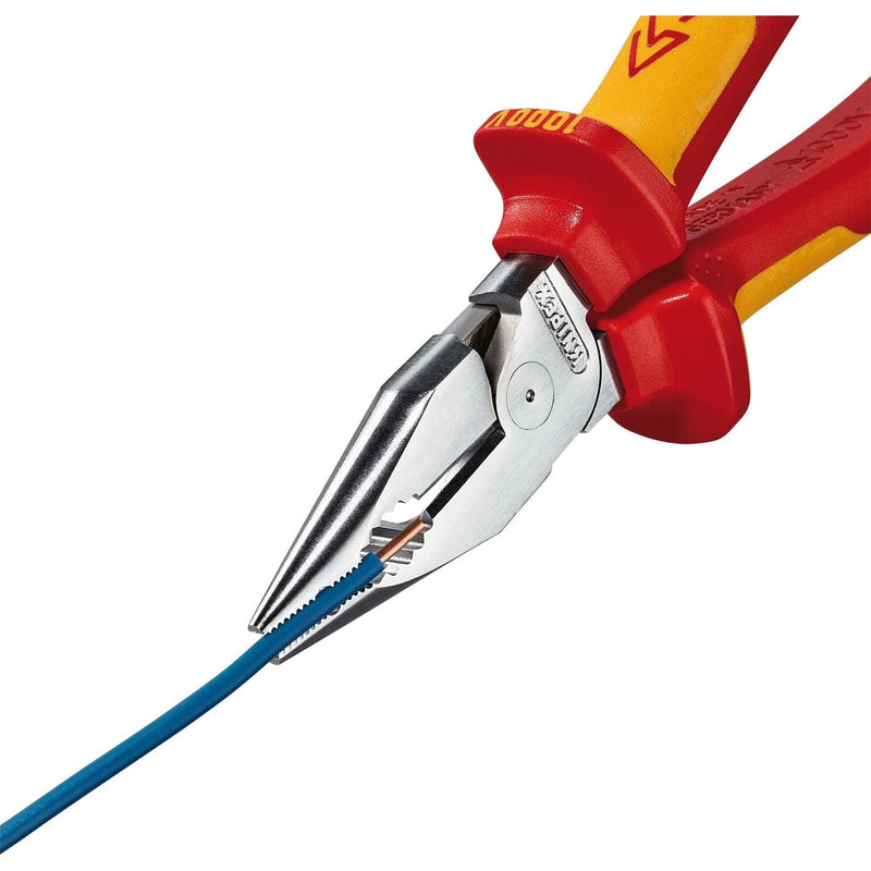 Knipex 08 26 185 SB Needle-Nose Combination Pliers insulated with multi-component grips, VDE-tested chrome-plated 185mm Draper - Town Tools