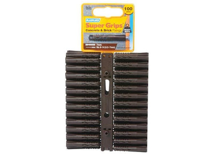 Plasplugs SBP 503 Solid Wall Super Grips™ Fixings Brown (100) Plasplugs - RockBottom Nothampton