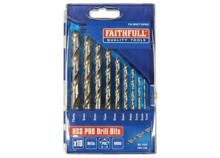 Faithfull Professional HSS Jobber Drill Bit Set, 10 Piece (1 - 10mm) Faithfull - RockBottom Northampton