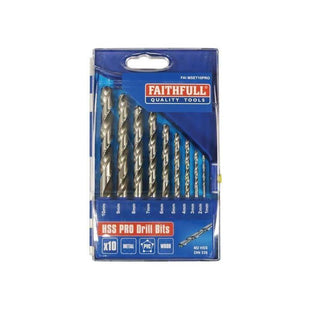 Faithfull Professional HSS Jobber Drill Bit Set, 10 Piece (1 - 10mm) Faithfull - RockBottom Northampton