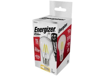 Energizer® LED ES (E27) GLS Filament Non-Dimmable Bulb, Warm White 470 lm 4W Energizer® - RockBottom Northamptin