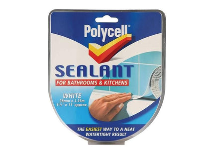 Polycell Sealant Strip Kitchen / Bathroom White 41mm Polycell - RockBottom Nothampton