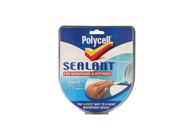 Polycell Sealant Strip Kitchen / Bathroom White 41mm Polycell - RockBottom Nothampton