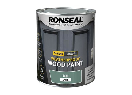 Ronseal 10 Year Weatherproof Wood Paint Sage Satin 750ml Ronseal - RockBottom Nothampton