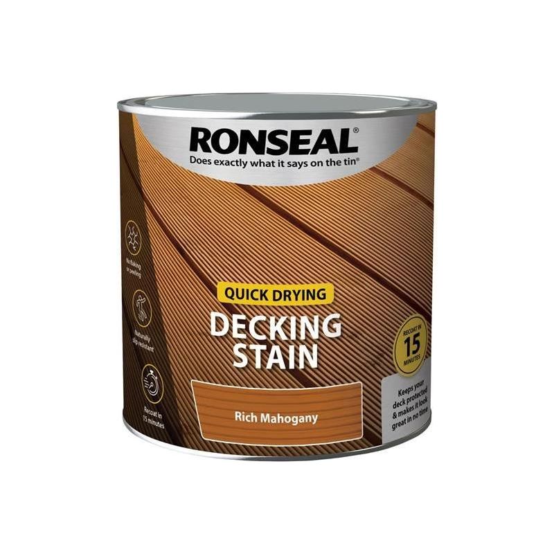 Ronseal Quick Drying Decking Stain Rich Mahogany 2.5 litre Ronseal - RockBottom Nothampton