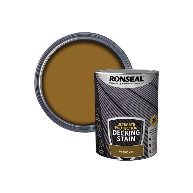Ronseal Ultimate Protection Decking Stain Medium Oak 5 litre Ronseal - RockBottom Nothampton
