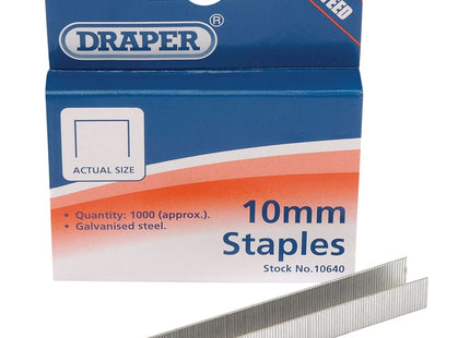 Draper Steel Staples, 10 x 10.5mm (Pack of 1000) 10640 Draper - Town Tools 