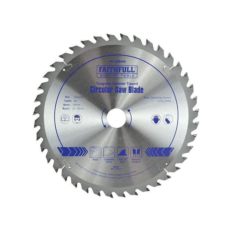 Faithfull TCT Circular Saw Blade 254 x 30mm x 40T POS Faithfull - RockBottom Northampton