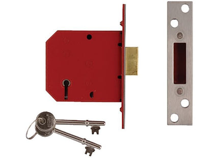 Union 2101 5 Lever Mortice Deadlock Satin Brass Finish 77.5mm 3in Visi UNION - RockBottom Northampton