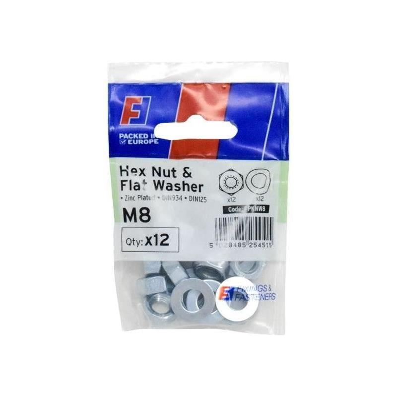 Forgefix Nut & Washer M8 ForgePack 12 ForgeFix - RockBottom Northampton