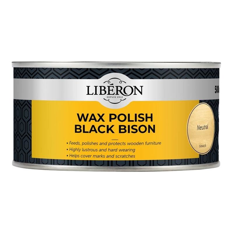 Liberon Black Bison Wax Paste Neutral 500ml Liberon - RockBottom Northampton