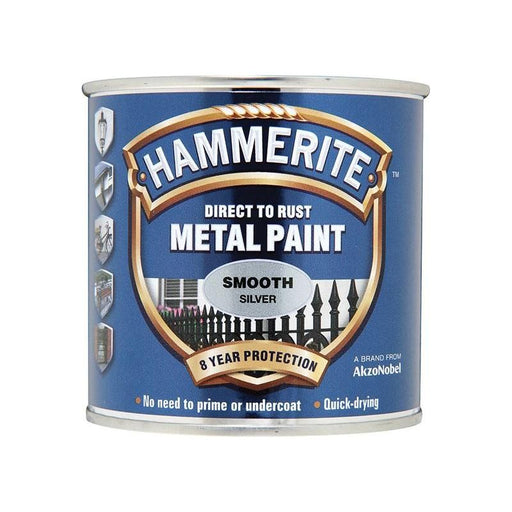 Hammerite Direct to Rust Smooth Finish Metal Paint Silver 750ml Hammerite - RockBottom Northampton