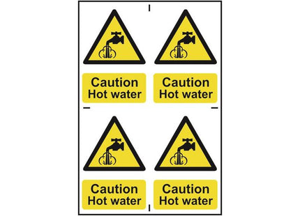 Scan Caution Hot Water - 4 PVC Signs 100 x 100mm Scan - RockBottom Nothampton