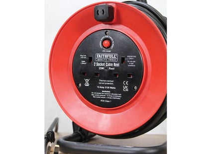 Faithfull Power Plus Open Drum Cable Reel 240V 13A 2-Socket 25m Faithfull Power Plus - RockBottom Northampton