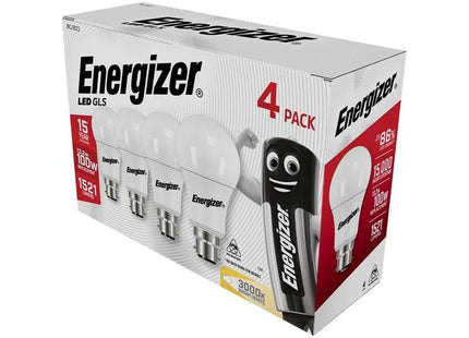 Energizer® LED BC (B22) Opal GLS Non-Dimmable Bulb, Warm White 1521 lm 13.2W (Pack 4) Energizer® - RockBottom Northamptin