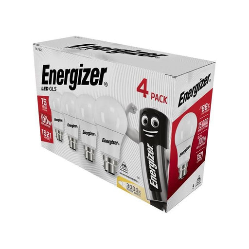 Energizer® LED BC (B22) Opal GLS Non-Dimmable Bulb, Warm White 1521 lm 13.2W (Pack 4) Energizer® - RockBottom Northamptin