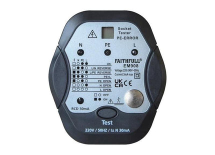 Faithfull Socket Polarity Tester with RCD Test Function Faithfull - RockBottom Northampton