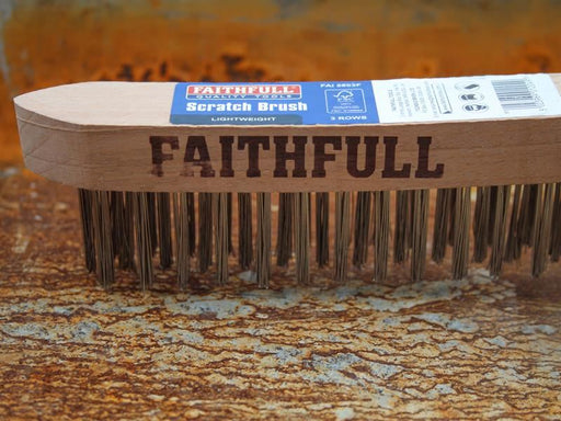 Faithfull Lightweight Scratch Brush, Three Row Faithfull - RockBottom Northampton