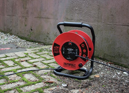 Faithfull Power Plus Open Cable Reel 240V 40m 13A 4 Socket (1.25mm Cable) Faithfull Power Plus - RockBottom Northampton
